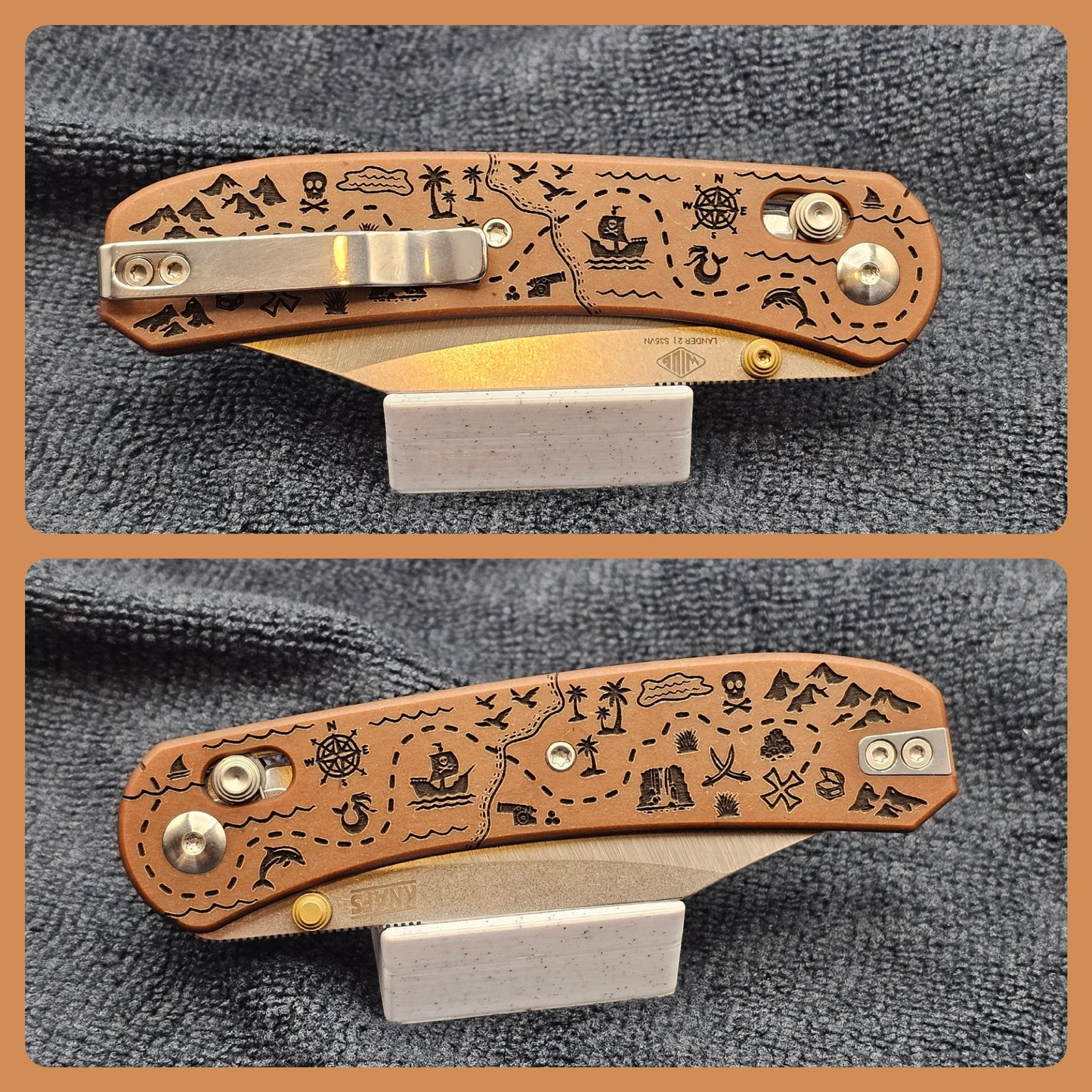 Knafs Lander 2 Pocket Knife - Clip Point Pirate Map Edition