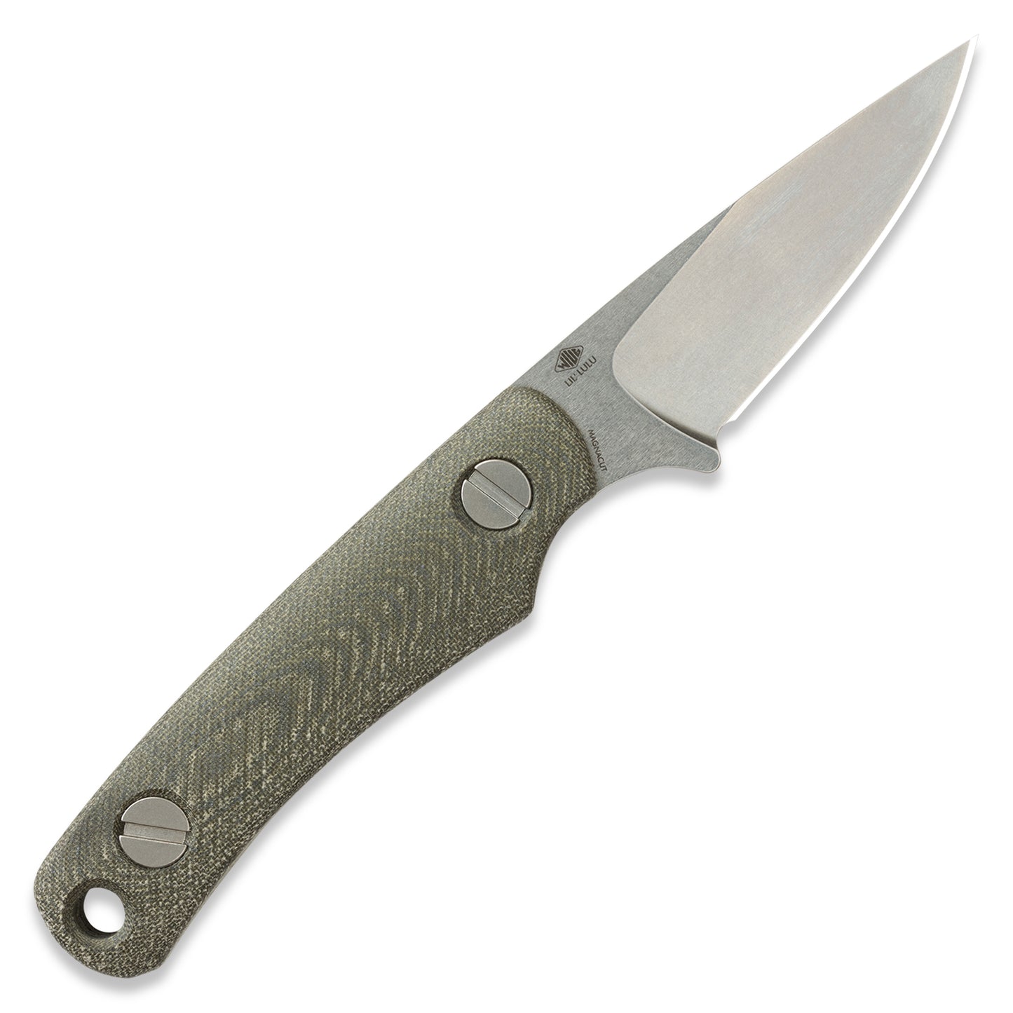 Knafs Little Lulu Fixed Blade Knife- Stonewash MagnaCut - Green Micarta