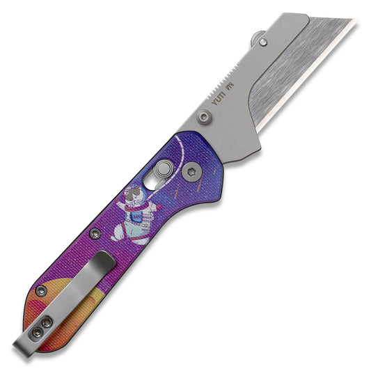 Knafs Yuti - Utility Knife - UV Printed G10 - Kitty Cosmo Crew