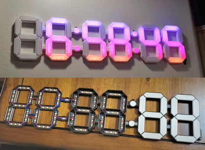 3D Printed Wall Clock Design - 30" by 7" - Arduino or ESP32 Project - WS2812B Programmable Lights