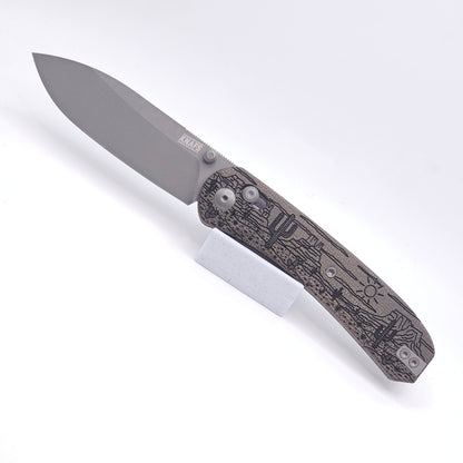 Knafs Lander 2 Pocket Knife - Moondust Micarta - Desert Horizon Lasering