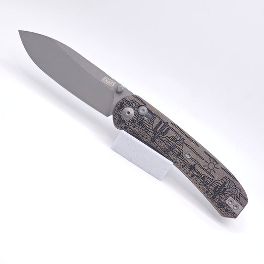 Knafs Lander 2 Pocket Knife - Moondust Micarta - Desert Horizon Lasering