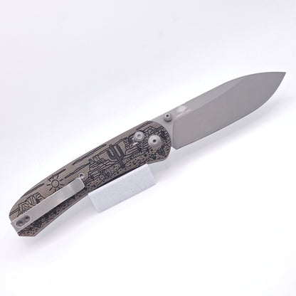 Knafs Lander 2 Pocket Knife - Moondust Micarta - Desert Horizon Lasering