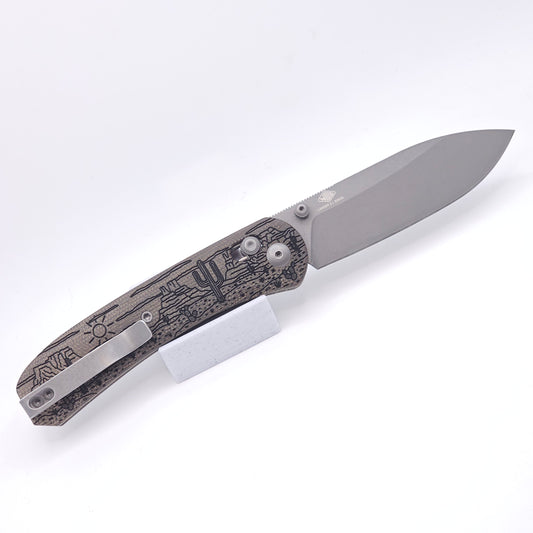 Knafs Lander 2 Pocket Knife - Moondust Micarta - Desert Horizon Lasering