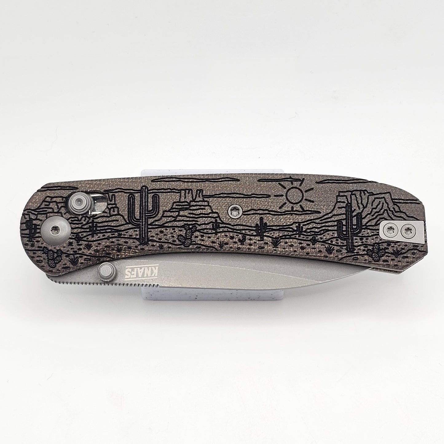 Knafs Lander 2 Pocket Knife - Moondust Micarta - Desert Horizon Lasering