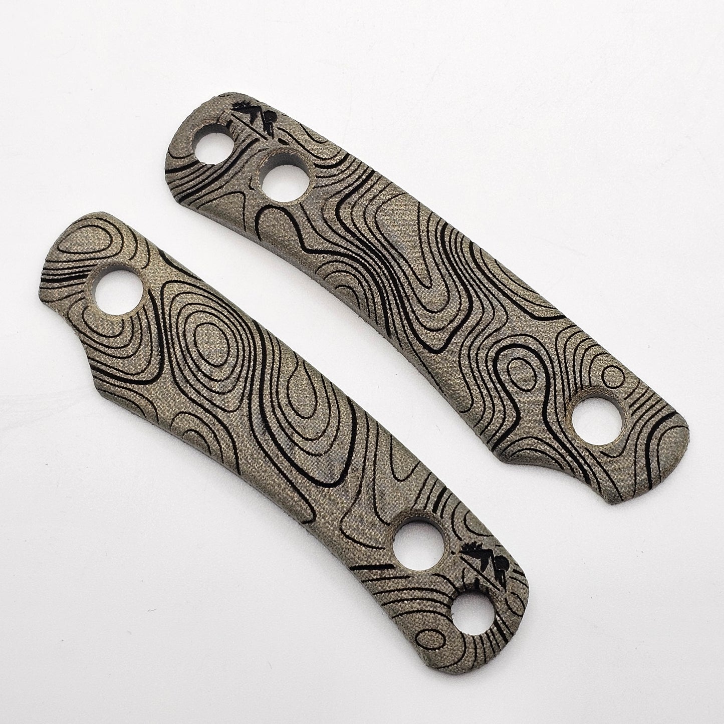 Little Lulu Micarta Scales – Laser Engraved – OD Green – Topo Pattern