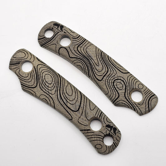 Little Lulu Micarta Scales – Laser Engraved – OD Green – Topo Pattern