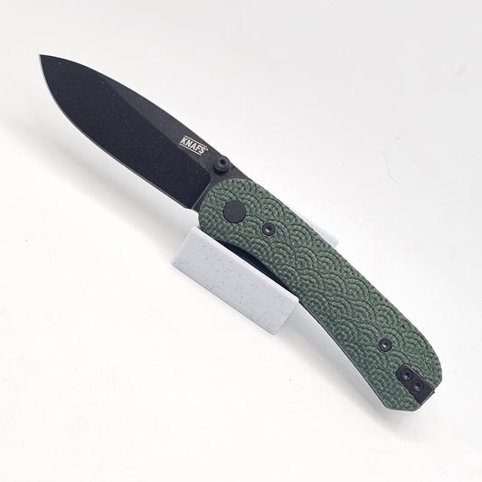 Knafs Lander 1 Pocket Knife - Black D2 Blade - Seigaiha Green Micarta