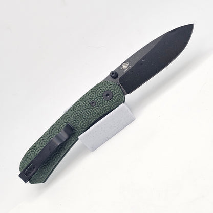 Knafs Lander 1 Pocket Knife - Black D2 Blade - Seigaiha Green Micarta