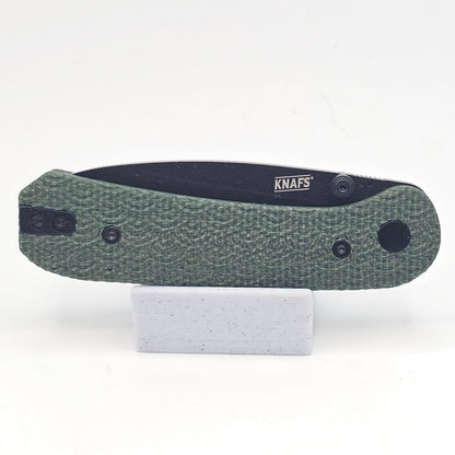 Knafs Lander 1 Pocket Knife - Black D2 Blade - Seigaiha Green Micarta