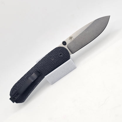 Knafs Lander 1 Pocket Knife - Stonewash D2 Blade - Seigaiha Black Micarta