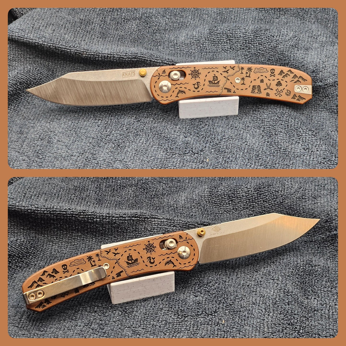 Knafs Lander 2 Pocket Knife - Clip Point Pirate Map Edition