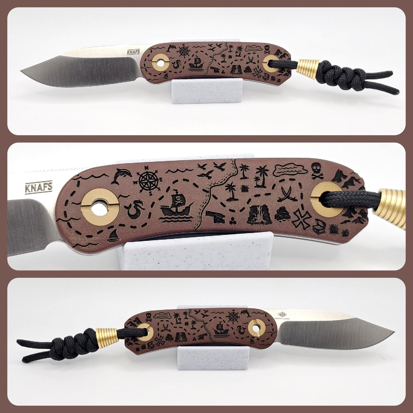 Knafs Lander 4 Fixed Blade - Clip Point Pirate Map Edition