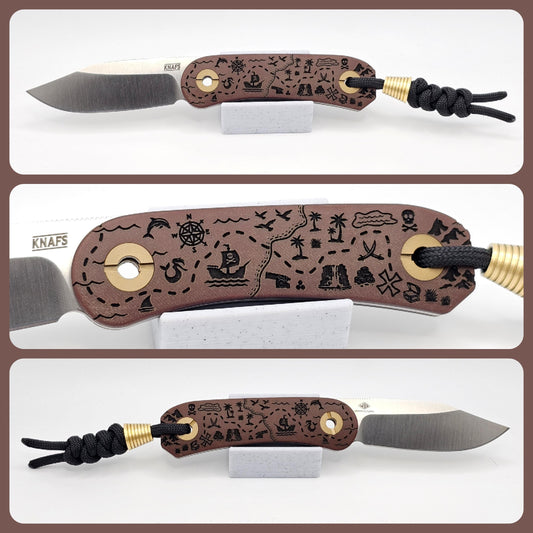 Knafs Lander 4 Fixed Blade - Clip Point Pirate Map Edition