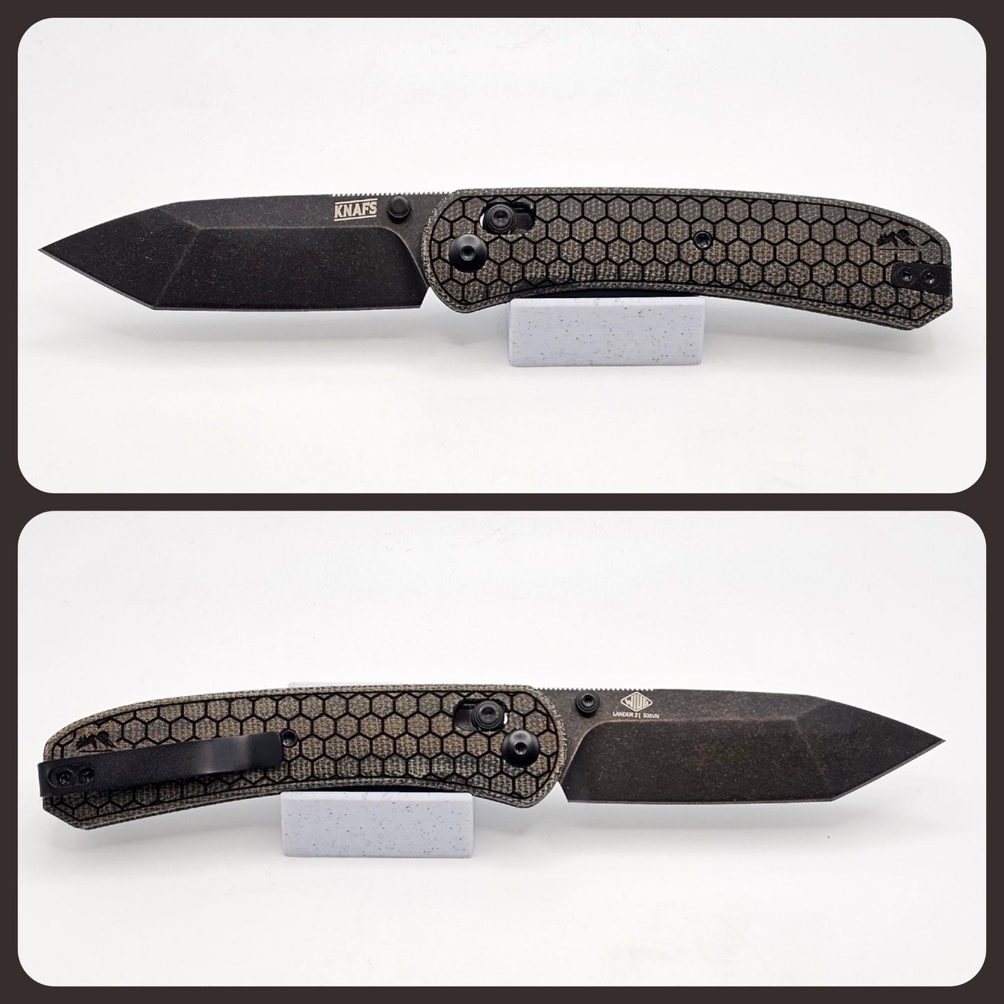 Knafs Lander 2 Pocket Knife - Tanto Hex Pattern Edition