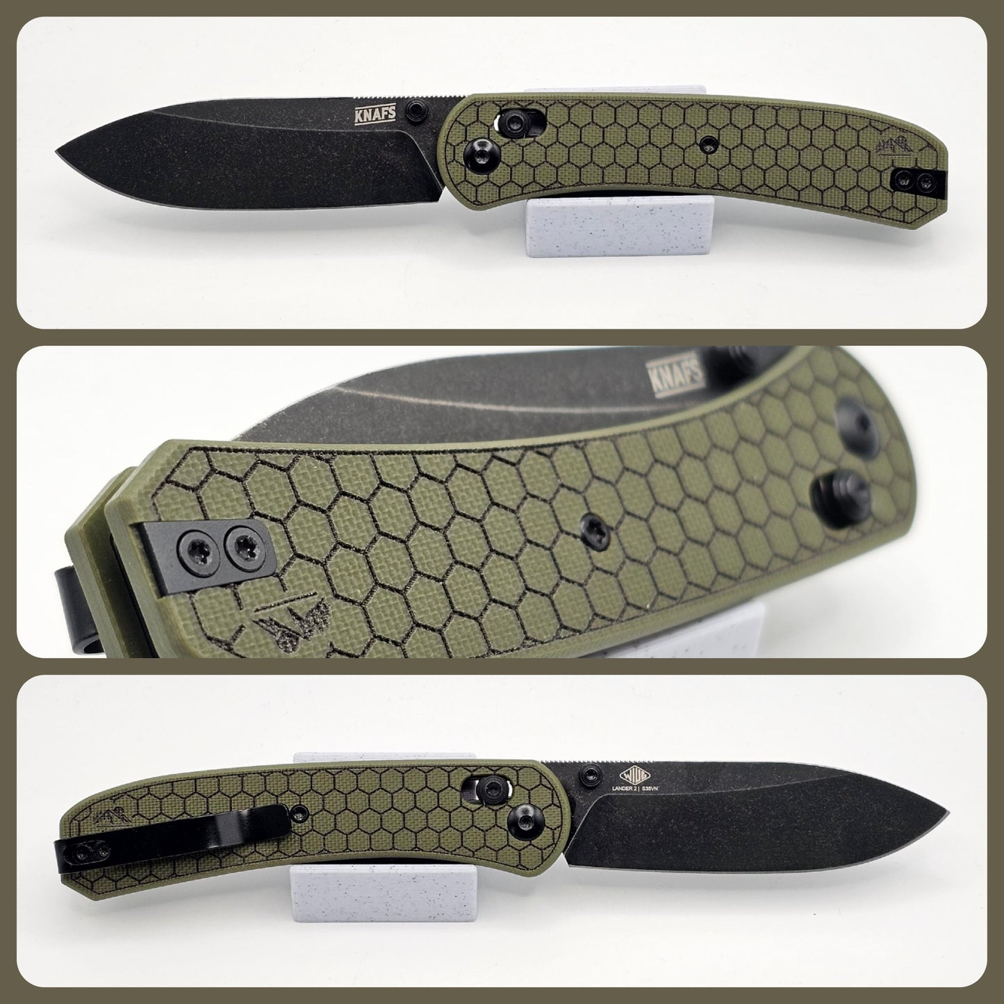 Knafs Lander 2 G10 Scales - Hex Pattern