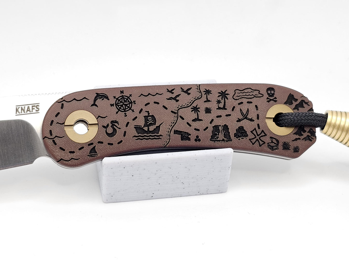 Knafs Lander 4 Fixed Blade - Clip Point Pirate Map Edition