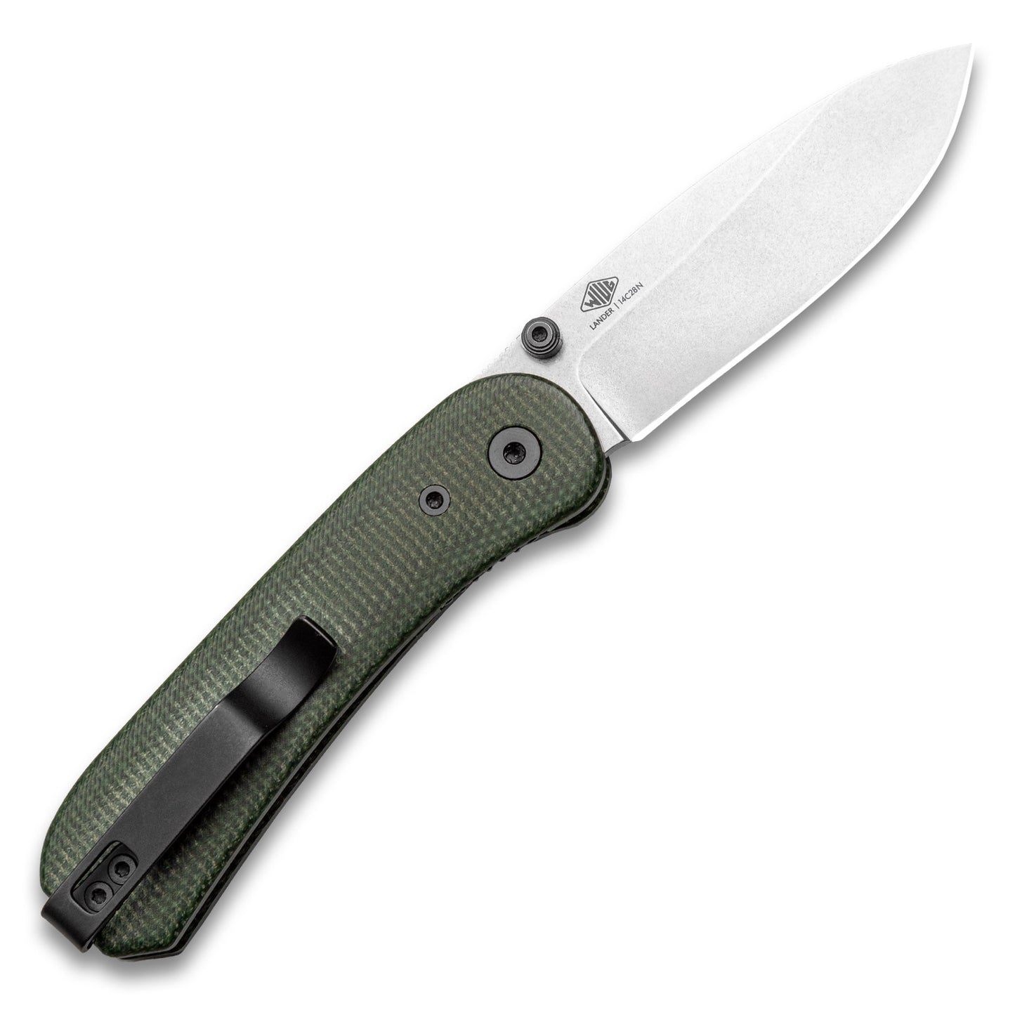 Knafs Lander 1 Pocket Knife - Contoured Green Micarta - 14C28N