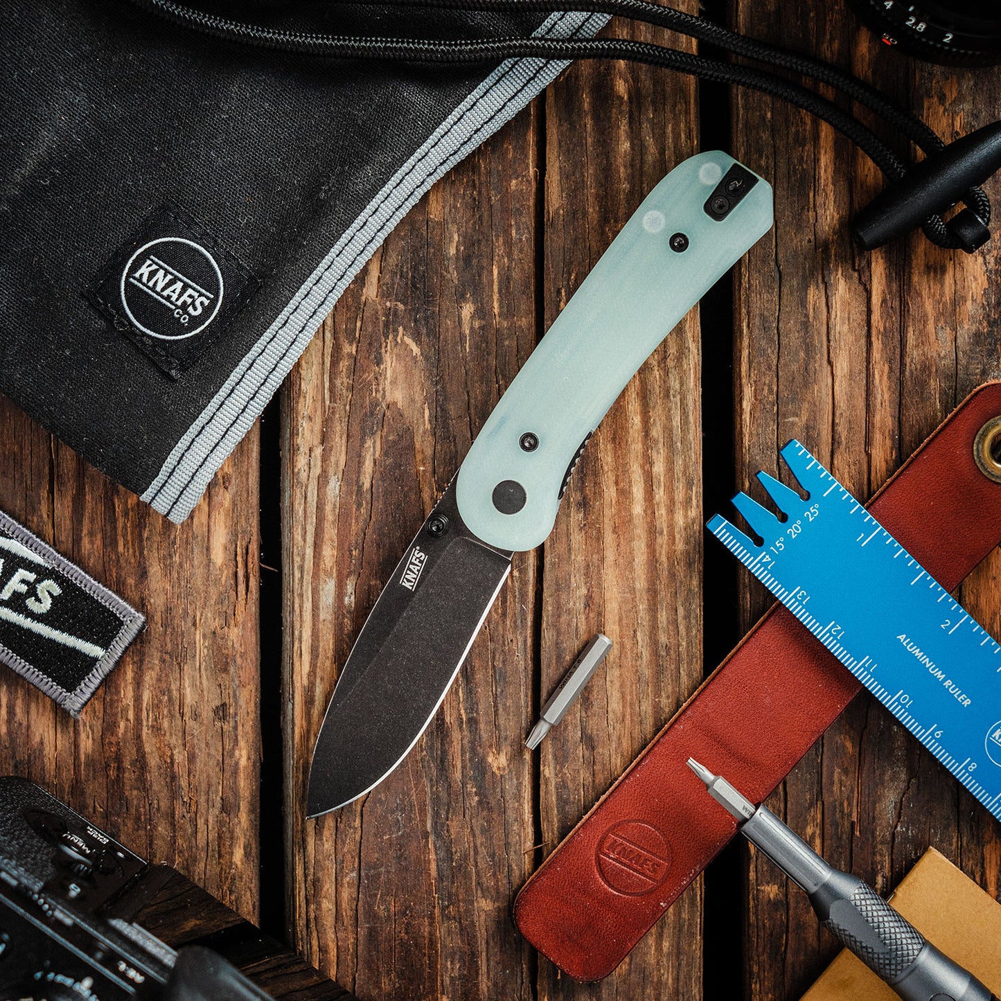 Knafs Lander 1 Pocket Knife - Contoured Natural G10 - 14C28N