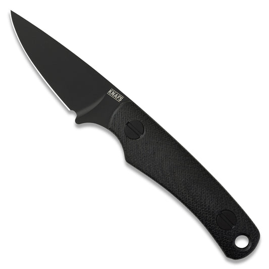 Knafs Little Lulu Fixed Blade Knife - Black Cerakote MagnaCut - Black Micarta