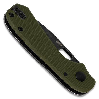Knafs Lander 5 Pocket Knife - OD Green G10 - Black Stonewash - 8CR14MOV