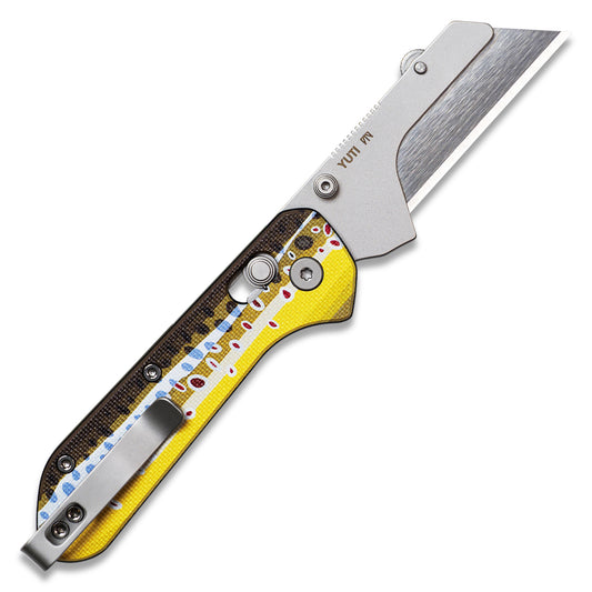 Knafs Yuti - Utility Knife - UV Printed G10 - Brown Trout