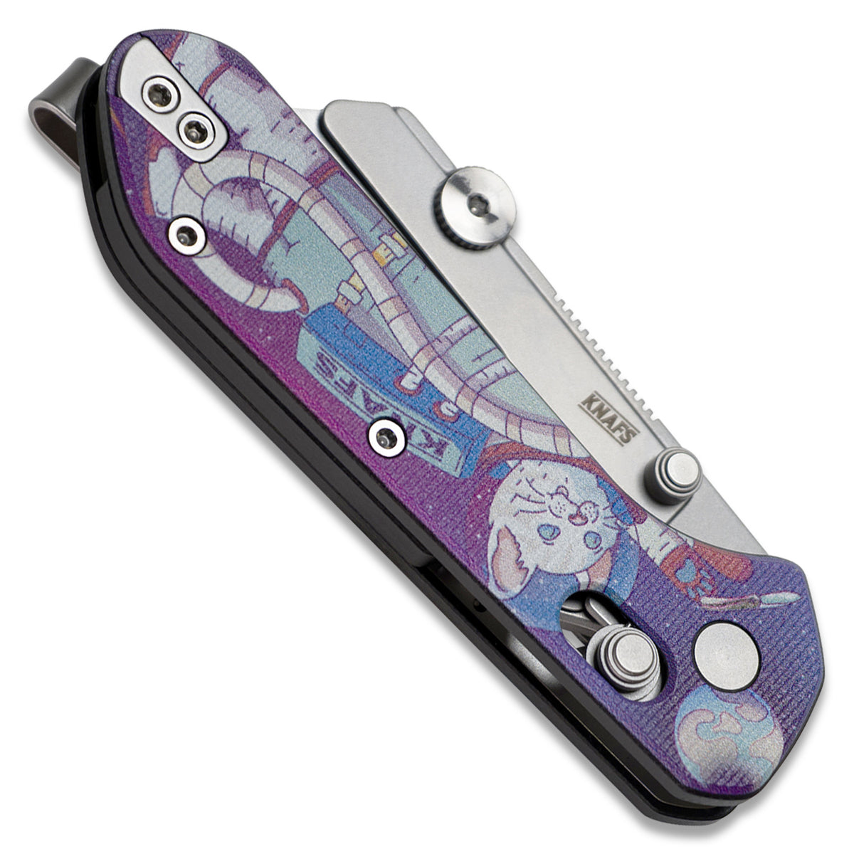 Knafs Yuti - Utility Knife - UV Printed G10 - Kitty Cosmo Crew