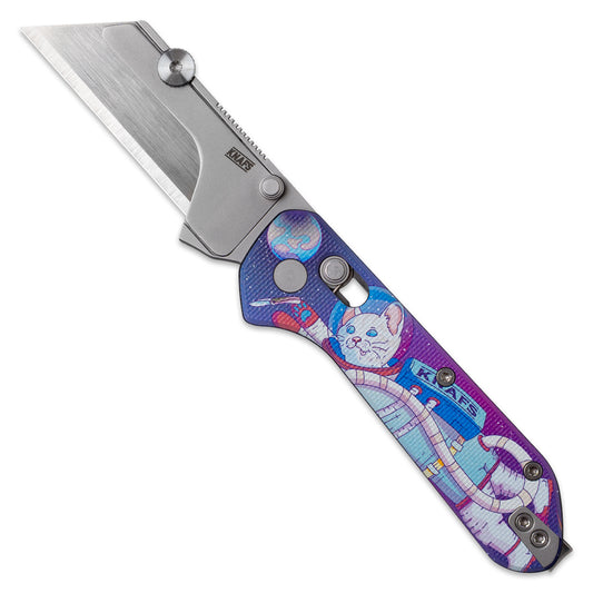 Knafs Yuti - Utility Knife - UV Printed G10 - Kitty Cosmo Crew