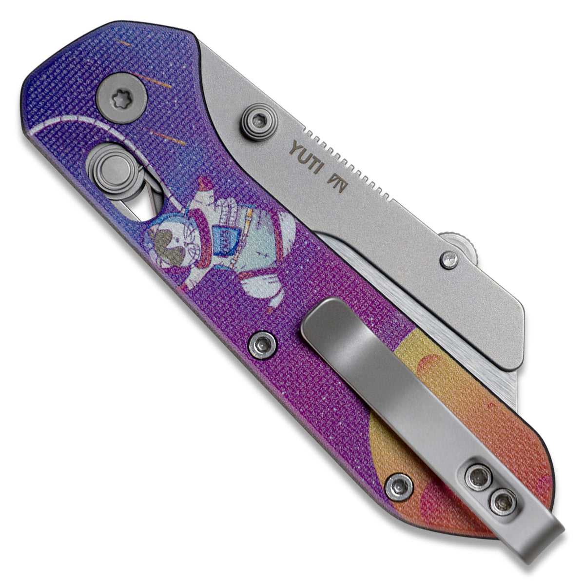 Knafs Yuti - Utility Knife - UV Printed G10 - Kitty Cosmo Crew