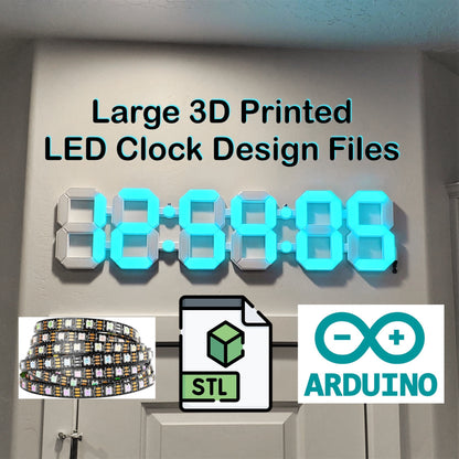 3D Printed Wall Clock Design - 30" by 7" - Arduino or ESP32 Project - WS2812B Programmable Lights