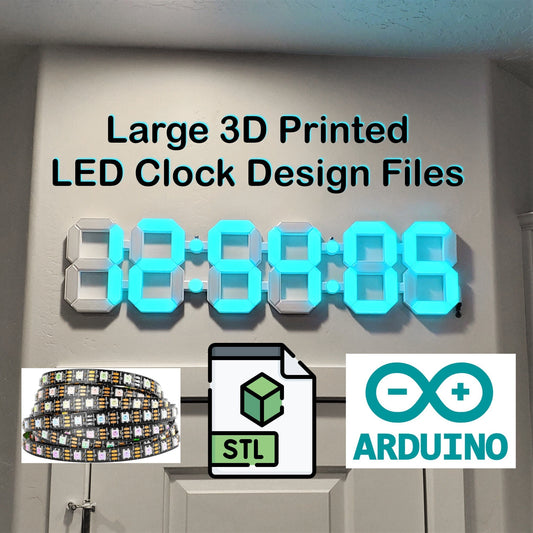 3D Printed Wall Clock Design - 30" by 7" - Arduino or ESP32 Project - WS2812B Programmable Lights