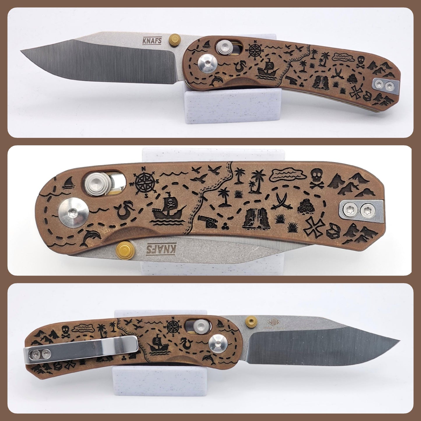 Knafs Lander 3 Pocket Knife - Clip Point Pirate Map Edition