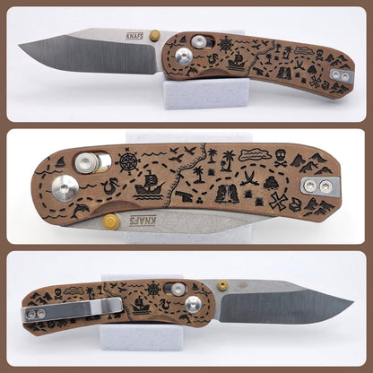 Knafs Lander 3 Pocket Knife - Clip Point Pirate Map Edition