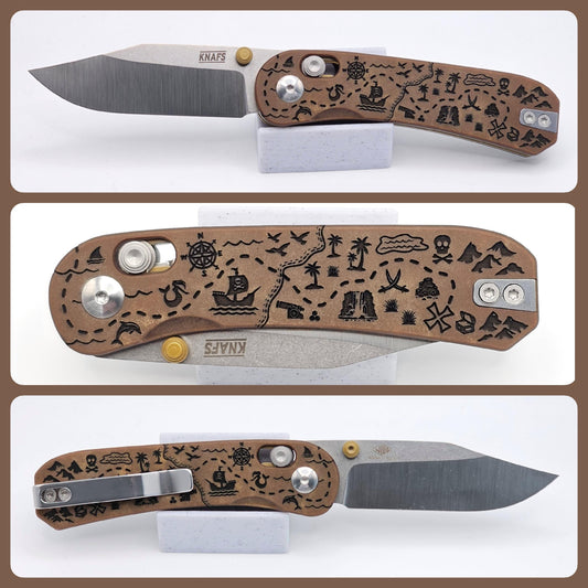 Knafs Lander 3 Pocket Knife - Clip Point Pirate Map Edition