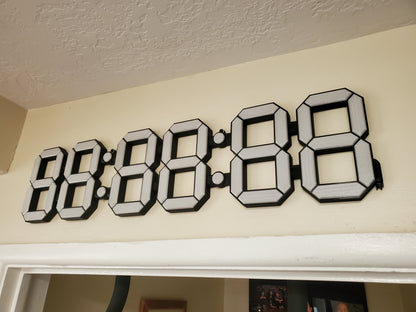3D Printed Wall Clock Design - 30" by 7" - Arduino or ESP32 Project - WS2812B Programmable Lights