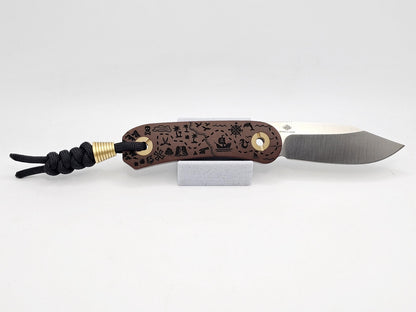 Knafs Lander 4 Fixed Blade - Clip Point Pirate Map Edition